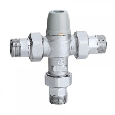 Caleffi Adjustable anti-scald thermostatic mixing valve, with check valves and strainers